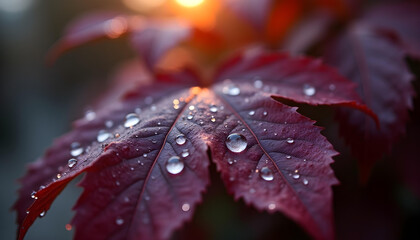 water drops on a leaf