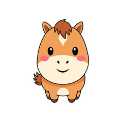 Cute cartoon horse with happy expression for childrens illustration