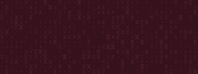 Abstract scientific background with repeating stylized DNA helix pattern in dark red and pink tones, representing genetics, technology, and data.