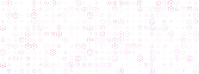 Abstract geometric pattern with subtle pink outline gear shapes on a white background, creating a modern technological and minimalist design.
