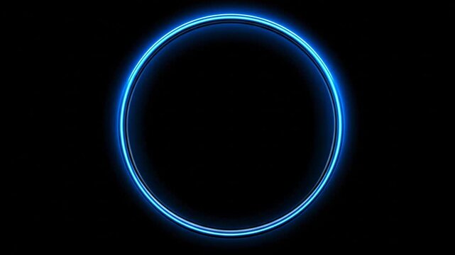 Glowing blue circle outline against a stark, pure black background for contrast