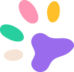 Abstract paw print with colorful blobs on white
