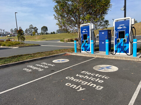 Empty NRMA designated electric vehicle EV charging bays NSW Australia
