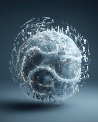 Ethereal Globe of Humanity - Abstract Digital Art Depicting Interconnected Global Population.
