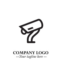Black and White CCTV Logo Illustration in Minimalist Modern Vector Design for Security and Surveillance