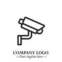 Black and White CCTV Logo Illustration in Minimalist Modern Vector Design for Security and Surveillance