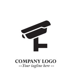 Black and White CCTV Logo Illustration in Minimalist Modern Vector Design for Security and Surveillance