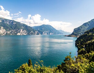 Fototapeta premium Scenic lake vista with mountains