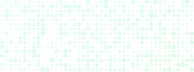 Abstract seamless pattern of green and teal pumpkin outlines on a white background, varying in size and transparency, perfect for fall and autumn designs.