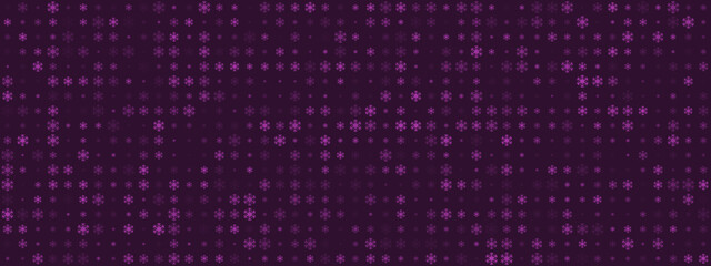 Abstract seamless pattern with varying shades of purple snowflake-like shapes on a dark background, creating a modern winter or festive design.