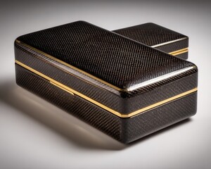 Two Rectangular Luxury Boxes With Gold Accents On Light Gray Background