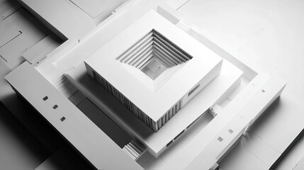 Abstract White Geometric Structure Design