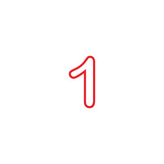 Obraz premium Number 1 line, red geometric symbol simple logo vector