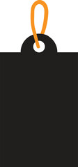 Simple black price tag with orange loop and white background