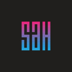 Letter S, a and H square, rectangle geometric symbol simple logo vector
