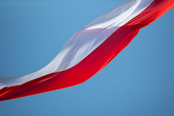 Polish flag fluttering in the wind