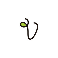 Letter V leaf, plant geometric symbol simple logo vector