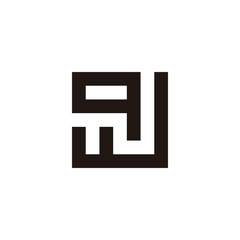Letter W and q square geometric symbol simple logo vector