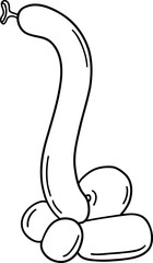 Black and white line drawing of a balloon animal snake