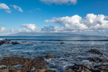 Napili Bay, West Maui, Hawaii. Lava flows, Honolua Volcanics ( Pleistocene ), West Maui Volcano.