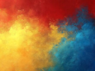 Obraz premium Abstract vibrant colors painting background with red, yellow and blue texture, canvas