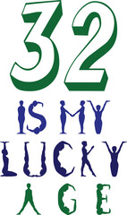 Happy 32nd birthday celebration design with festive elements