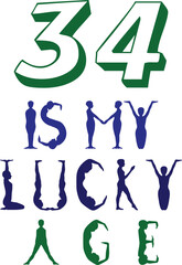 Lucky number 34 celebration design with festive elements