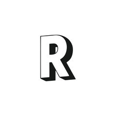 Letter R 3d geometric symbol simple logo vector