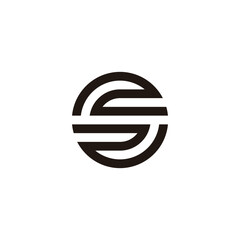 Letter S number 2, circle geometric symbol simple logo vector