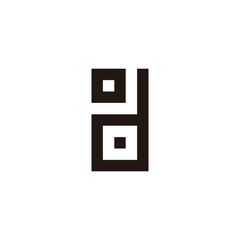 Letter o and d square, rectangle geometric symbol simple logo vector