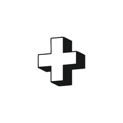 Plus, 3d geometric symbol simple logo vector