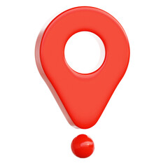 Red Location Pin Icon with Glossy Surface Isolated on Transparent Backdrop Represents Navigation and Mapping Symbol