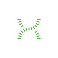 Letter H leaves, round geometric symbol simple logo vector