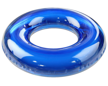 Blue inflatable swim ring pool float water accessory circular tube shiny plastic summer fun outdoor relaxation safe swimming vibrant color playful mood