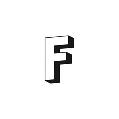 Letter F 3d geometric symbol simple logo vector