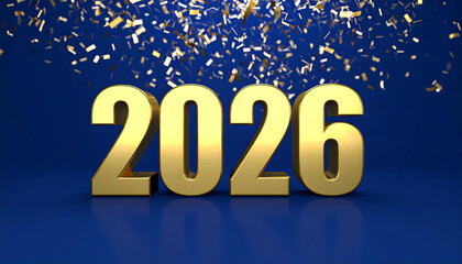 2026 Celebration with Golden Confetti