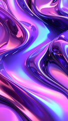 Iridescent Liquid Metal Abstract Background with Purple and Blue Hues.