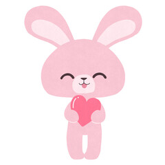 ハートを持ったウサギのイラスト