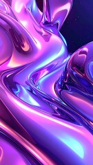 Iridescent Purple Liquid Abstract Background with Reflective Surface.