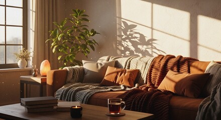 Warm Daylight Scene with Natural Lighting and Soft Shadows – Inviting Atmosphere for Home or Real Estate Concept