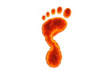 Burning footprint icon forming a fiery trail