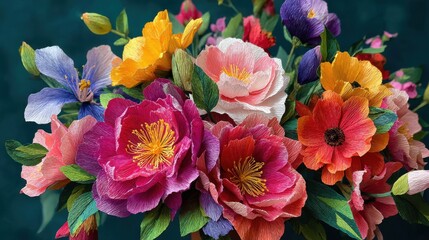 Vibrant Floral Arrangement - A Symphony of Colors and Textures in Full Bloom.