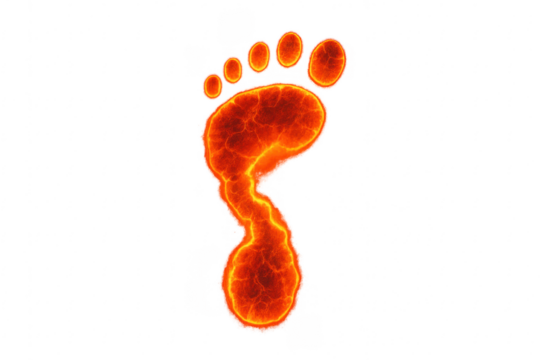 Burning footprint icon forming a fiery trail