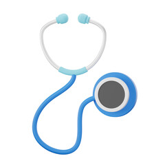 Blue Stethoscope Medical Equipment for Healthcare Diagnostics Isolated on Transparent Background, Medicine Professional Instrument for Auscultation