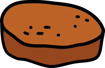 Brown ovalshaped object with black outlines and dots