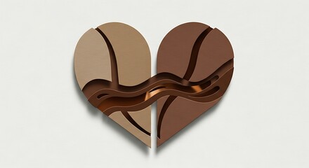 Heart shape made of coffee beans symbolizing love and energy