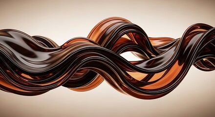 Abstract chocolate caramel wave flowing on a beige background, a delicious and sweet treat for dessert