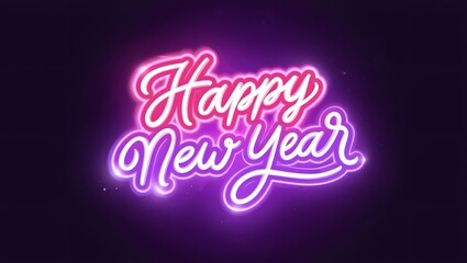 Colorful happy new year neon sign with glowing lights