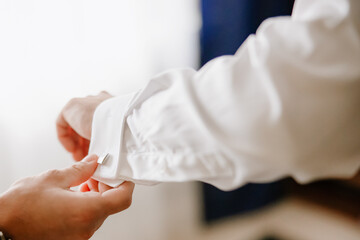 Elegant cufflinks for men’s shirt sleeves, luxury accessory symbolizing style, sophistication and...