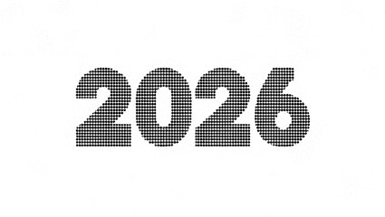 2026 digital pixel art numbers isolated on white background